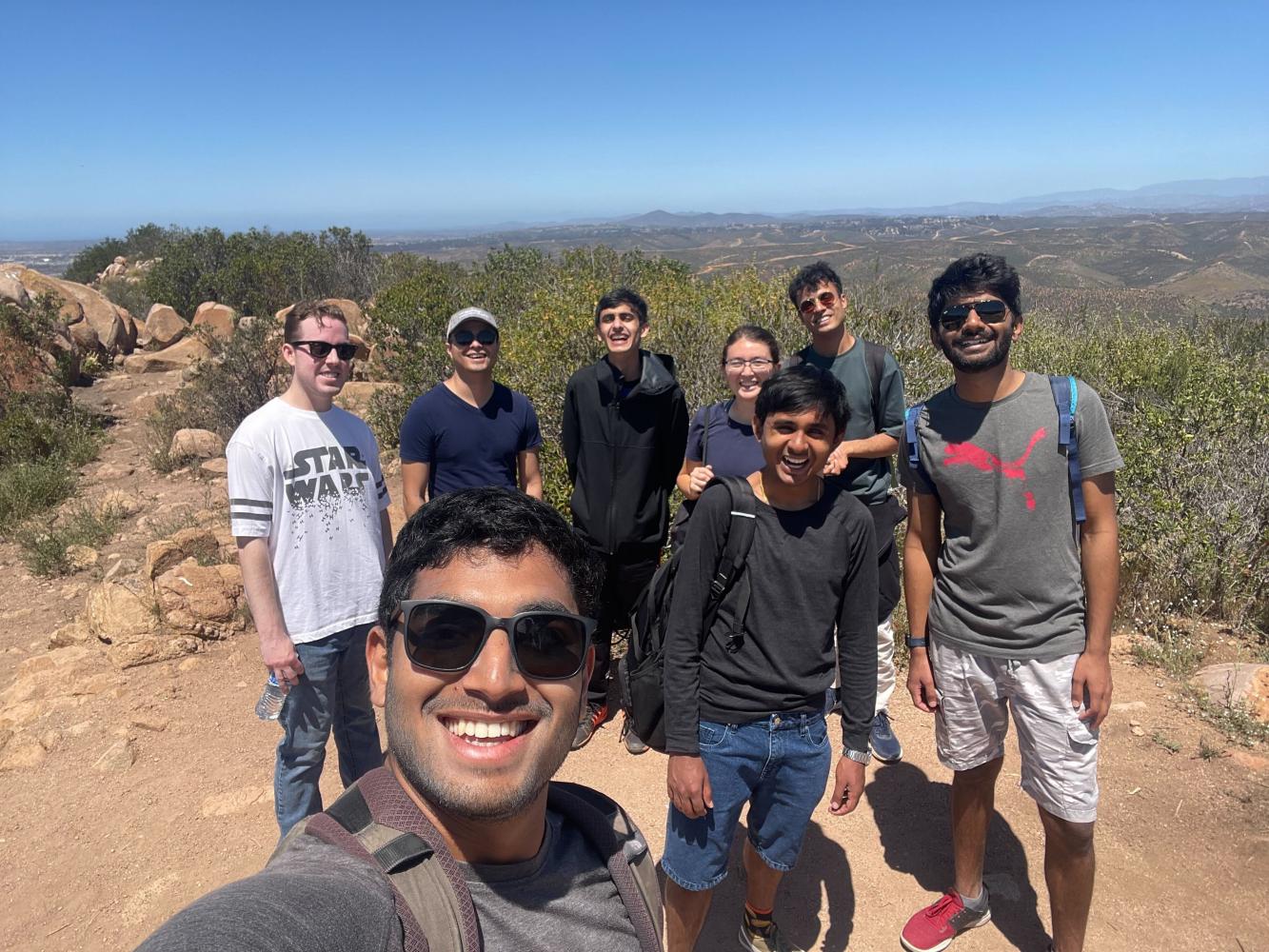 Selfie of RoboGrads members at the top of North Fortuna Peak